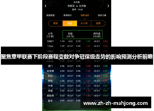 聚焦意甲联赛下阶段赛程变数对争冠保级走势的影响预测分析前瞻