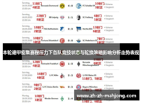 本轮德甲密集赛程压力下各队竞技状态与轮换策略影响分析走势表现 本轮德甲密集赛程压力下各队竞技状态与轮换策略影响分析走势表现